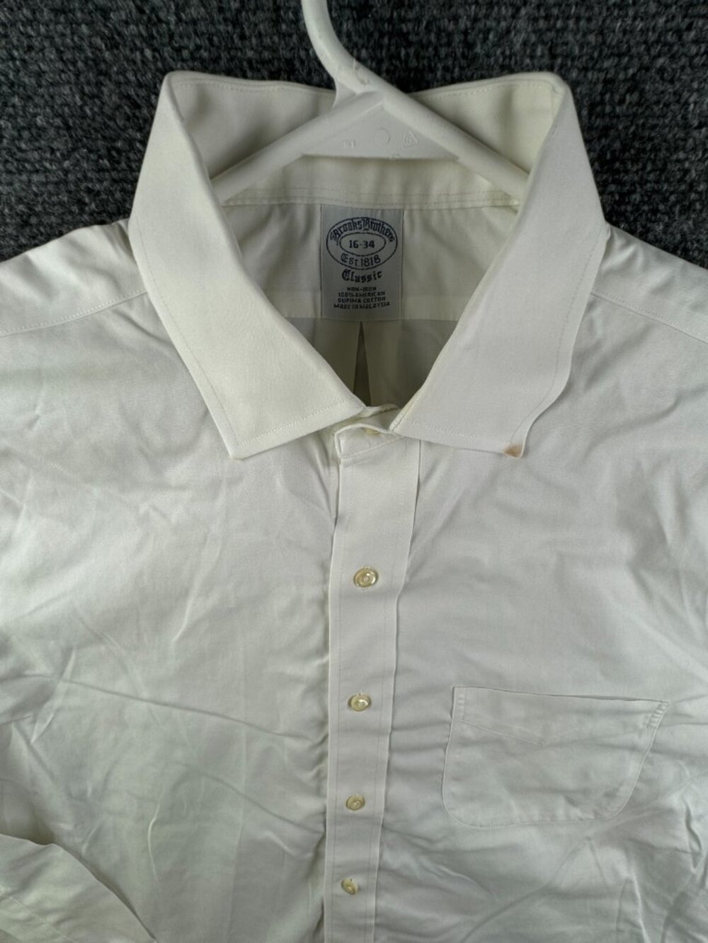 Brooks Brothers Men Non Iron Button Up Shirt Long Sleeve White 16 34 Classic Fit